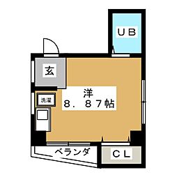 ハイム栄3 ワンルームの間取図画像