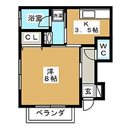 メゾンN 1Kの間取図画像