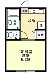 アーバンコート追浜 1Kの間取図画像