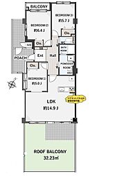 グリーンテラス本郷台13棟 3LDKの間取図画像