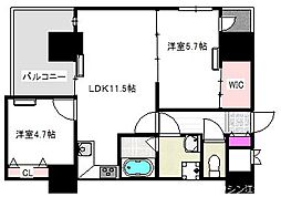 ノルデンハイム江坂アドバンス 2LDKの間取図画像