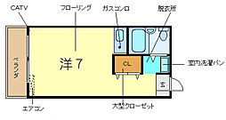 フレグランスエサカ 1Kの間取図画像