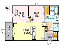 Fortuna江坂 2LDKの間取図画像