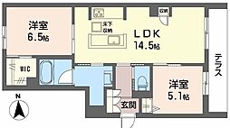 大阪市都島区都島北通2丁目アパート 2LDKの間取図画像