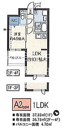 アーバングランデ吹田 1LDKの間取図画像