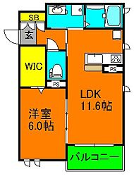 シャーメゾンフェリーク 1LDKの間取図画像
