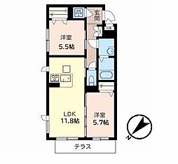 グレースコート 2LDKの間取図画像