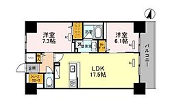 JR東海道・山陽本線 新大阪駅 徒歩6分の賃貸マンション 6階2LDKの間取り