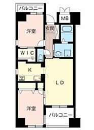 メゾンドゥカクール 2LDKの間取図画像