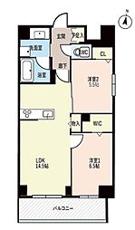 Plume木川 2LDKの間取図画像