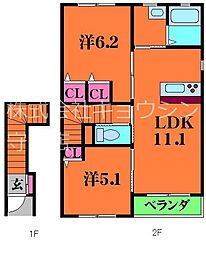 フレンドメゾン緑町 2LDKの間取図画像
