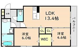 守口市大日町2丁目PJ 2LDKの間取図画像