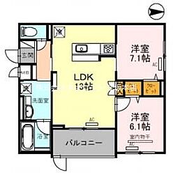 Fortuna江坂 1階2LDKの間取り
