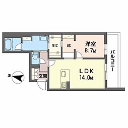 シャーメゾン　サンティエルジュ 2階1LDKの間取り