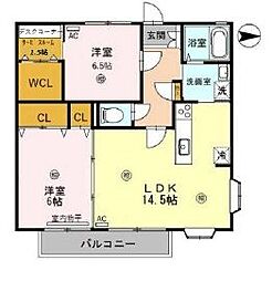 プレジオ中尾 2LDKの間取図画像