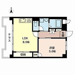 中桜塚グランドハイツ 1LDKの間取図画像