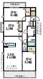 コンフォート緑地 3LDKの間取図画像