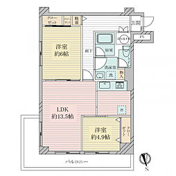 パレ京橋1番館 2LDKの間取図画像