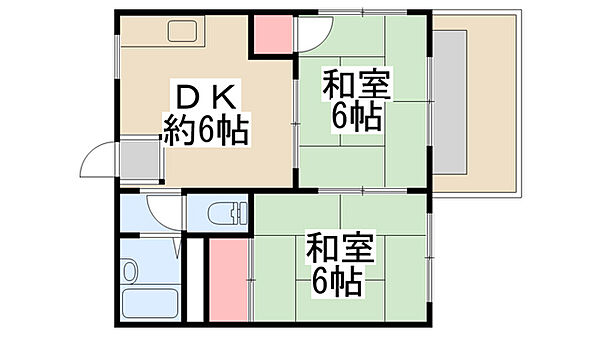 カナールハイツ ｜兵庫県川西市中央町(賃貸アパート2DK・1階・45.00㎡)の写真 その2