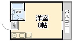 川西ハイツ ワンルームの間取図画像
