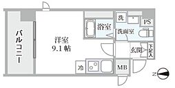 リエス池田満寿美町 ワンルームの間取図画像