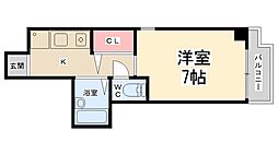 ディアコート川西弐番館 1Kの間取図画像