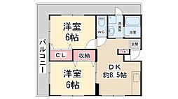 メゾン雅 2DKの間取図画像