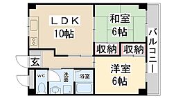 サンローゼうねの 2LDKの間取図画像