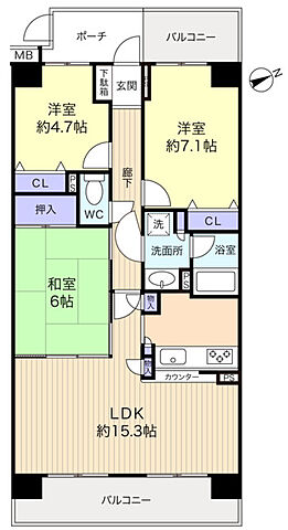 間取り 稲毛長沼パークハウス 6階/-