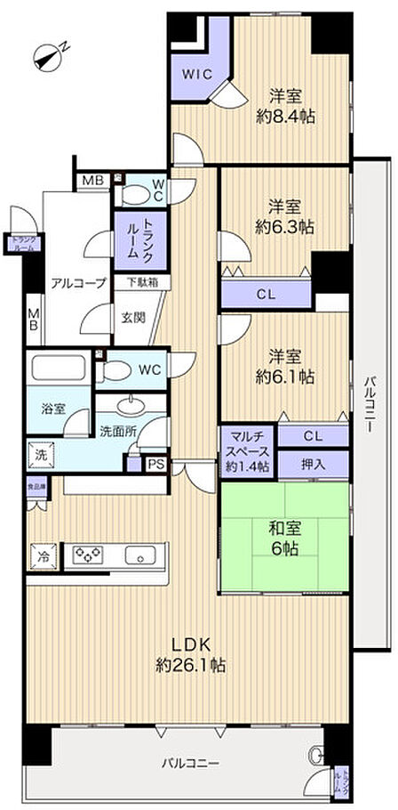 角住戸・二面バルコニーを設けた快適な4LDKです◎
