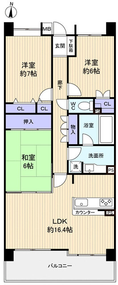 全居室6帖以上のゆとりの居室 南向きにつき日当たり良好◎