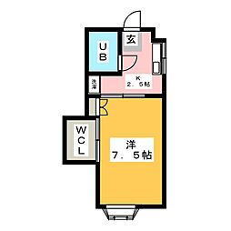 ホワイト・プラザ 1階1Kの間取り