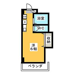 石坂ゼフィール 5階ワンルームの間取り