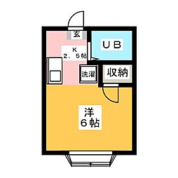 ドミール 2階1Kの間取り