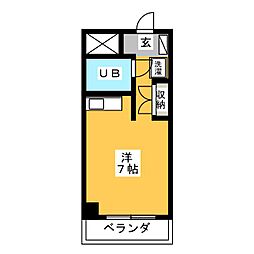 TK北野ビル 5階ワンルームの間取り