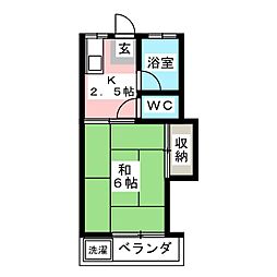 コーポ島村 2階1Kの間取り