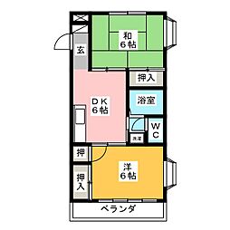 中澤ビル 3階2DKの間取り