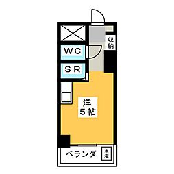 メゾン・ド・ノア元横山 2階ワンルームの間取り