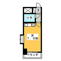 ライオンズシティ八王子 415 4階1Kの間取り