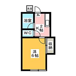 コーポ、ルミエール 1Kの間取図画像