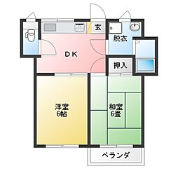 青ビル 2DKの間取図画像