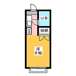 タイガーハイツB ワンルームの間取図画像