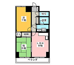 シティパレス八王子八幡町 2LDKの間取図画像