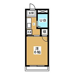 旭ヶ丘ビル 1Kの間取図画像