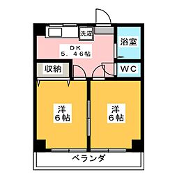 ハイツ北野 2DKの間取図画像