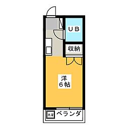 サンハイツ田倉 ワンルームの間取図画像
