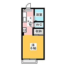ドミー北野 ワンルームの間取図画像