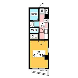 セラヴィ 1Kの間取図画像