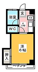 第3ムトウマンション 1Kの間取図画像