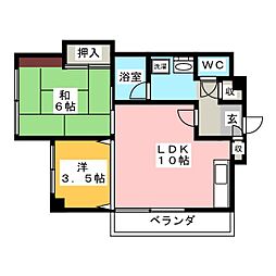 アーバンコート佐藤 2LDKの間取図画像